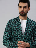 Men's Green Printed Single-Breasted Party Blazer