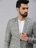 Men's Grey Printed Single-Breasted Blazers