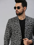 Men's Black Printed Single Breasted Party Blazers