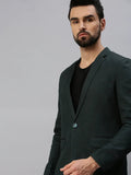 Men's Green Solid Single-Breasted Party Blazers