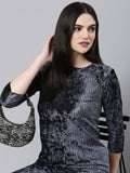 Women's Grey Self Design Co-Ords Set With Palazzo