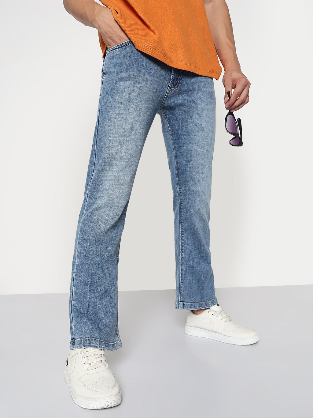Men's Blue Slim Fit Flared Jeans