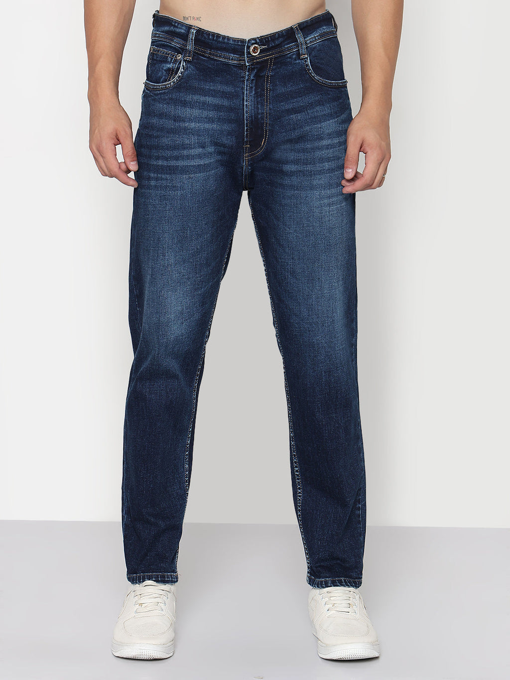 Men's Navy Blue Straight Fit Jeans
