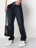 Men's Navy Blue Straight Fit Jeans