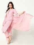 Women's Striped Pink Kurta Set with Dupatta