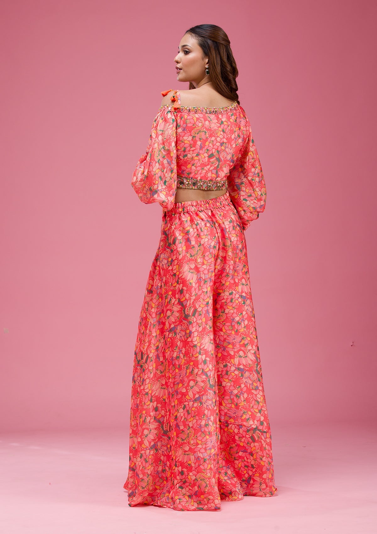 Pink Cutdana Crepe Readymade salwar suit