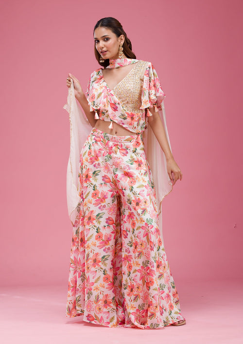 Cream Cutdana Crepe Readymade salwar suit