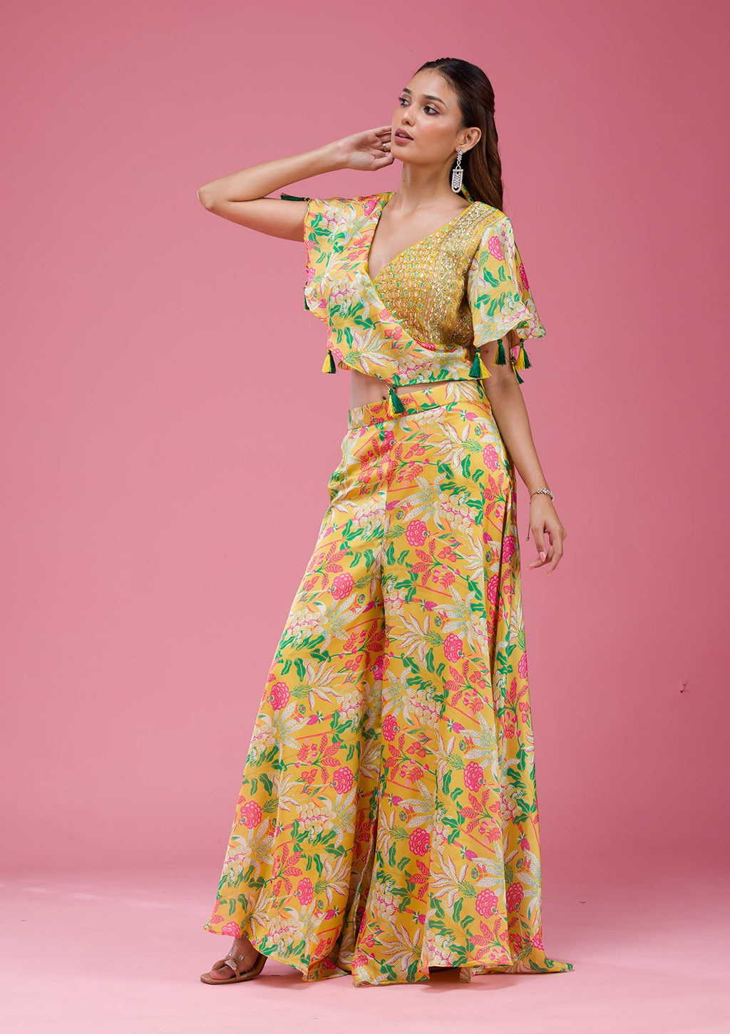 Mustard Cutdana Crepe Readymade salwar suit