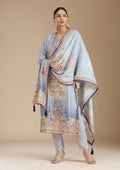 Sky Blue Printed Crepe Readymade Salwar Suit