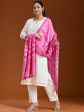 Cream Threadwork Chanderi Readymade Salwar Suit