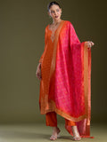 Orange Sequins Dola Silk Readymade Salwar Suit