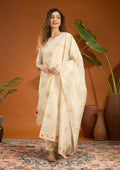 Beige No Work (Plain) Brocade Readymade Salwar Suit