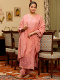 Peach Threadwork Chanderi Readymade Salwar Suit