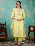 Yellow Cording Chanderi Readymade Salwar Suit
