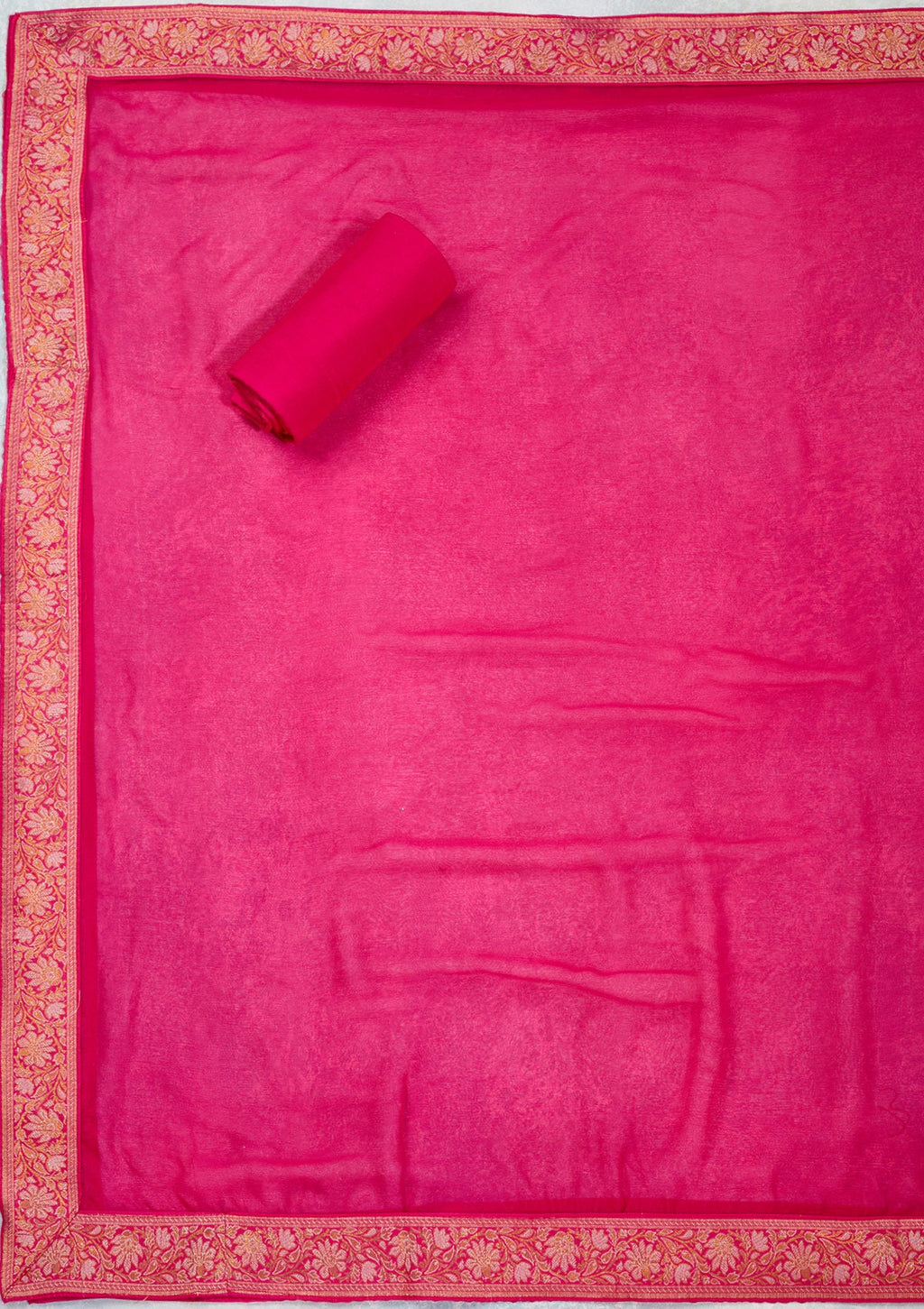 Rani Pink Zariwork Banarasi Unstitched Salwar Suit