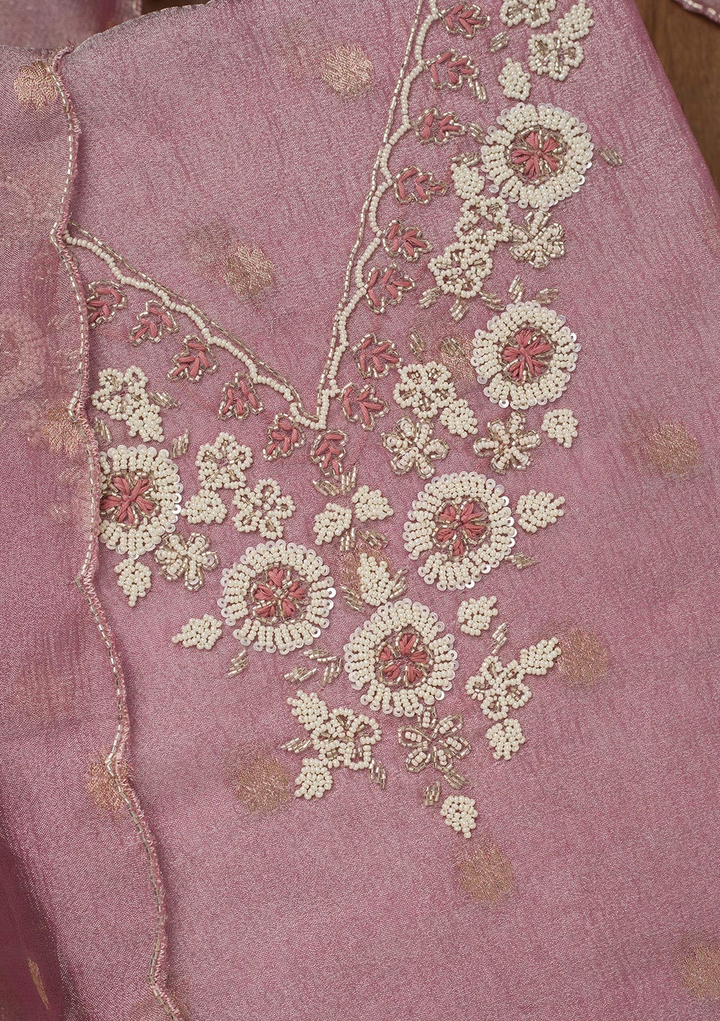 Pink Stonework Tissue Unstitched Salwar Suit