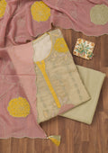 Pista Green Zariwork Semi Crepe Unstitched Salwar Suit