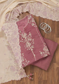 Lavender Zariwork Semi Crepe Unstitched Salwar Suit