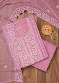Lavender Chikankari Georgette Unstitched Salwar Suit