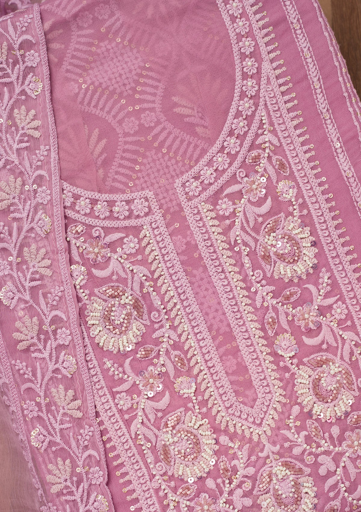 Lavender Chikankari Georgette Unstitched Salwar Suit