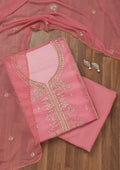 Pink Zariwork Tissue Unstitched Salwar Suit