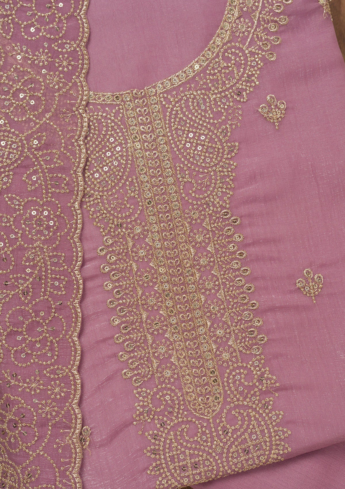 Lavender Zariwork Georgette Unstitched Salwar Suit