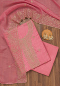 Onion Pink Zariwork Georgette Unstitched Salwar Suit