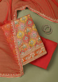Mustard Stonework Semi Crepe Unstitched Salwar Suit