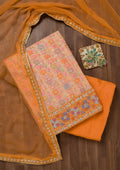 Peach Stonework Georgette Unstitched Salwar Suit