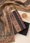 Black Printed Chanderi Unstitched Salwar Suit