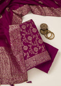 Wine Zariwork Dola Silk Unstitched Salwar Suit