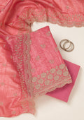 Onion Pink Threadwork Tissue Unstitched Salwar Suit
