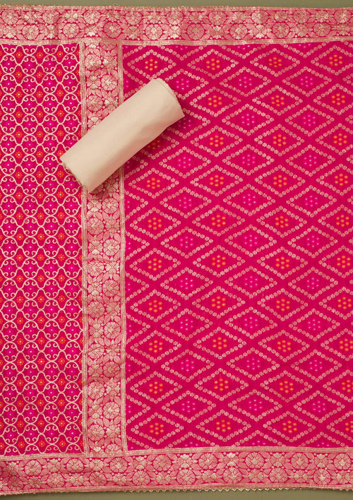 Beige Zariwork Tissue Unstitched Salwar Suit