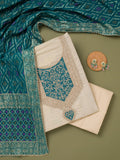 Beige Zariwork Tissue Unstitched Salwar Suit