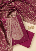 Wine Zariwork Dola Silk Unstitched Salwar Suit