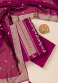 Wine Zariwork Opada Silk Unstitched Salwar Suit