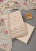 Beige Cording Soft Raw Silk Unstitched Salwar Suit