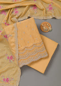 Yellow Cording Soft Raw Silk Unstitched Salwar Suit