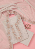Light Grey Threadwork Cotton Unstitched Salwar Suit