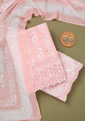 Peach Threadwork Cotton Unstitched Salwar Suit
