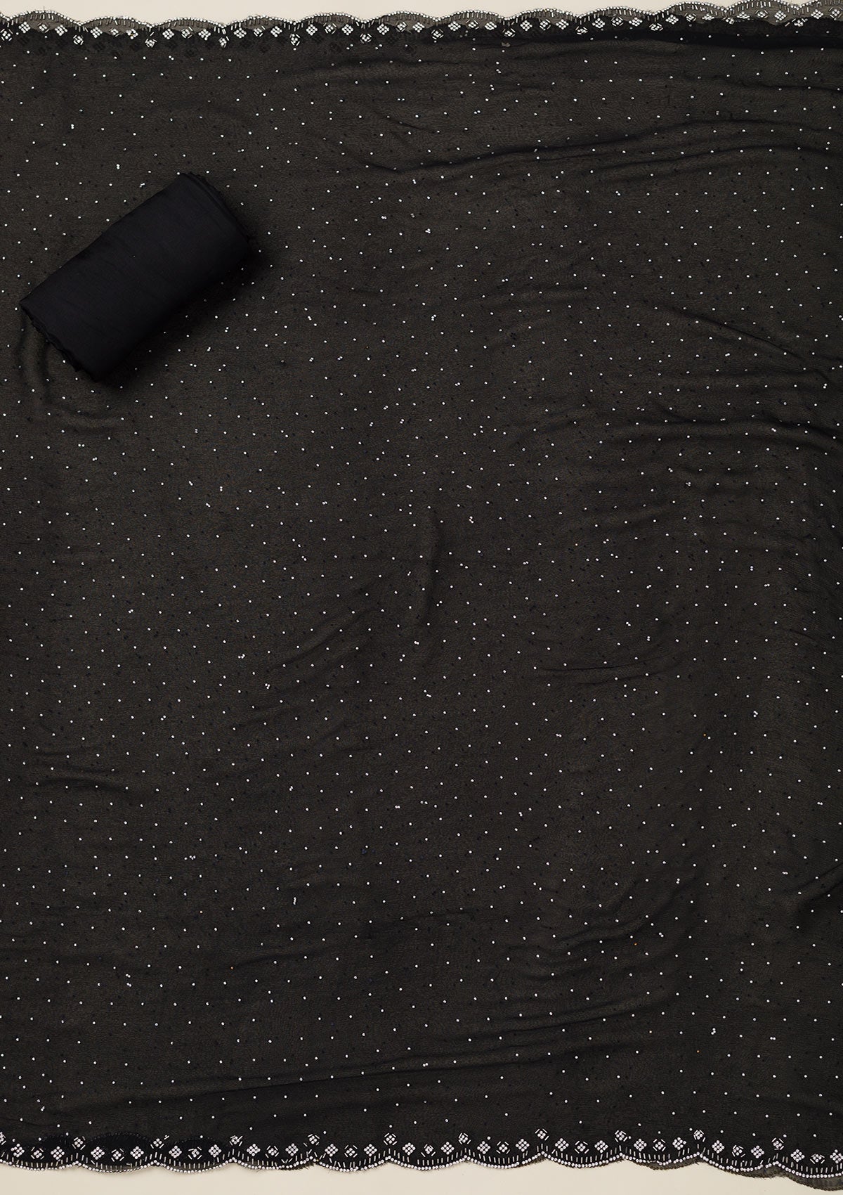 Black Bling Crepe Unstitched Salwar Suit