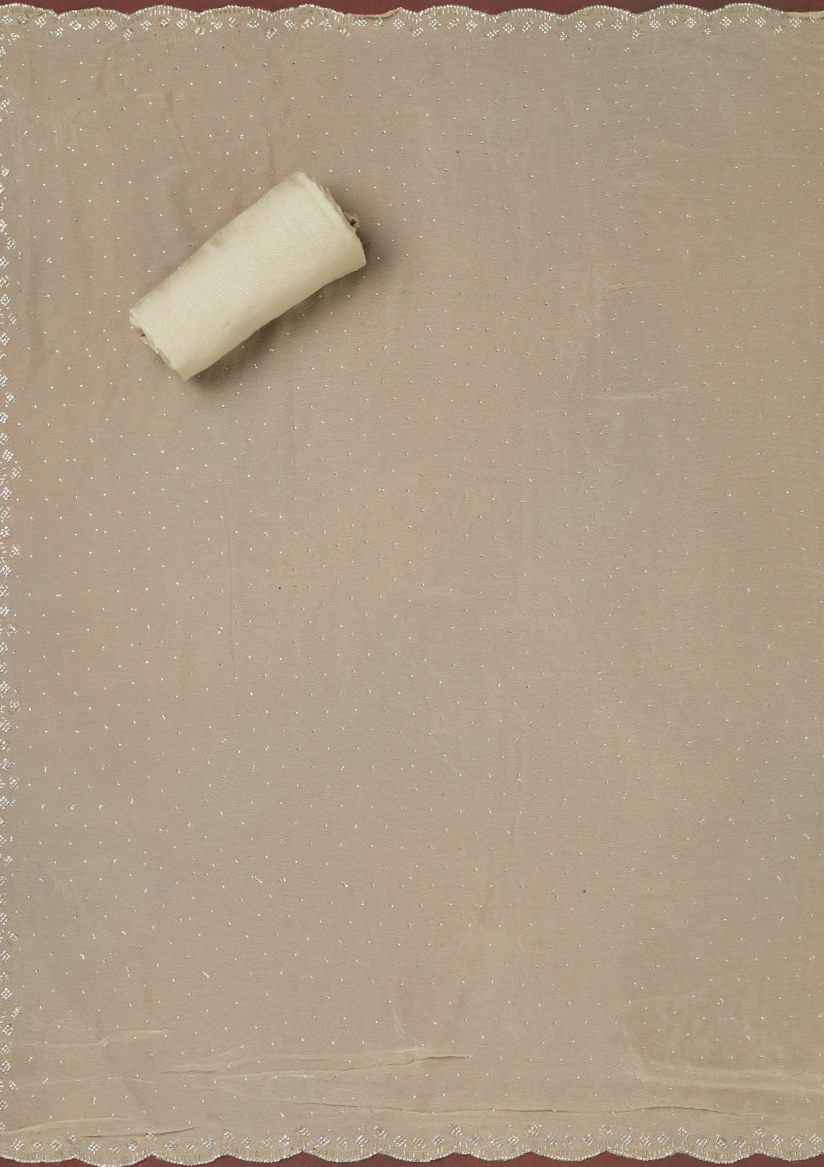 Cream Bling Crepe Unstitched Salwar Suit