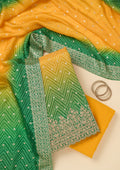Yellow Zariwork Dola Silk Unstitched Salwar Suit