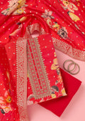 Pink Zariwork Dola Silk Unstitched Salwar Suit