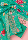 Sea Green Zariwork Dola Silk Unstitched Salwar Suit