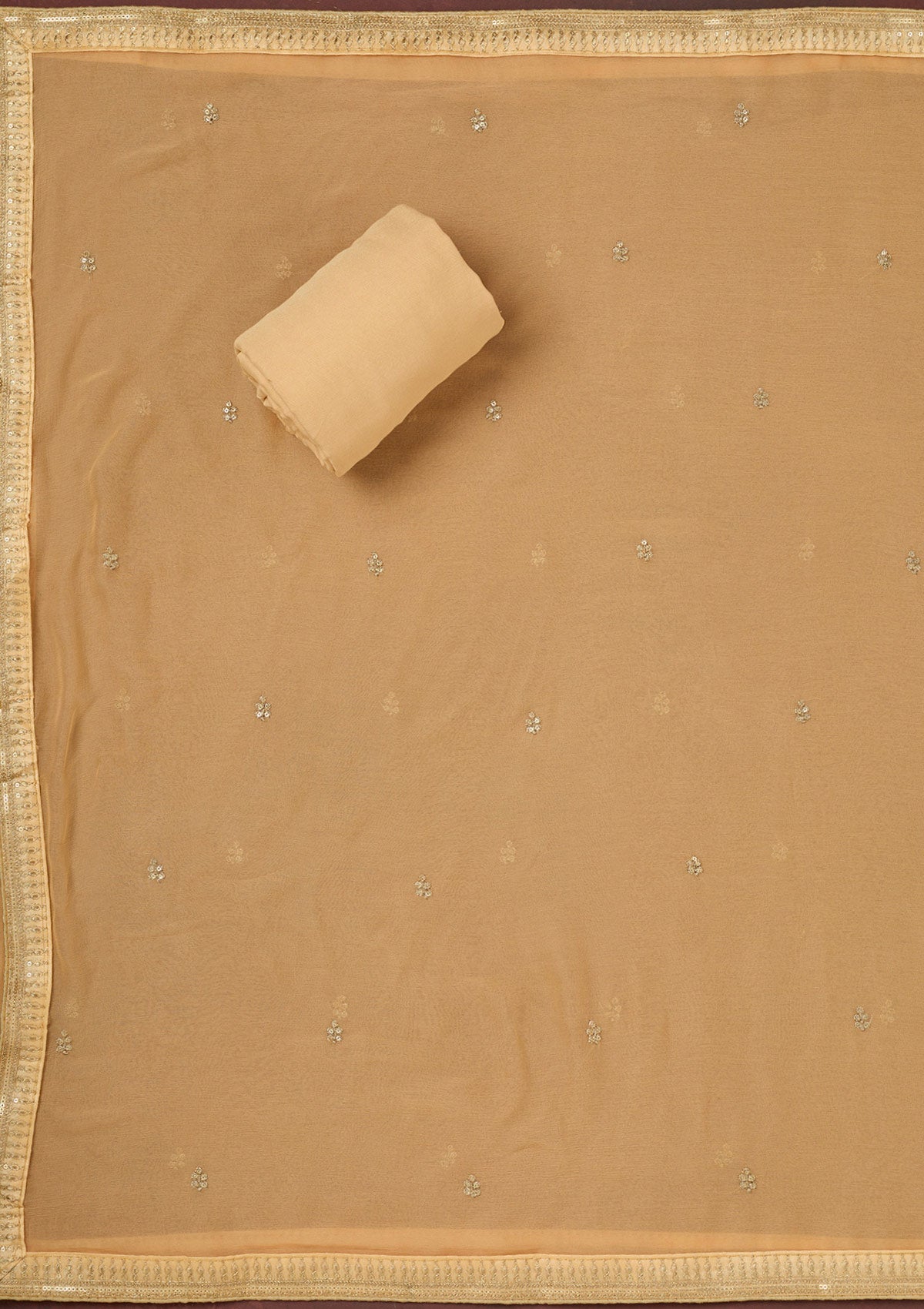 Cream Zariwork Dola Silk Unstitched Salwar Suit