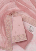 Baby Pink Silver Stonework Organza Unstitched Salwar Suit