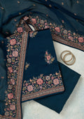 Navy Blue Kashmiri Chinon Unstitched Salwar Suit