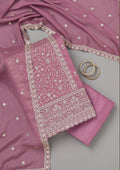 Mauve Zariwork Georgette Unstitched Salwar Suit