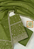 Mehandi Green Subtle Georgette Unstitched Salwar Suit
